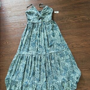 Angie Teal Floral Maxi Dress